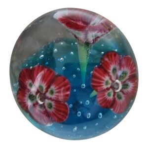 Vintage Millefiori Floral Art Glass Paperweight Buillicante